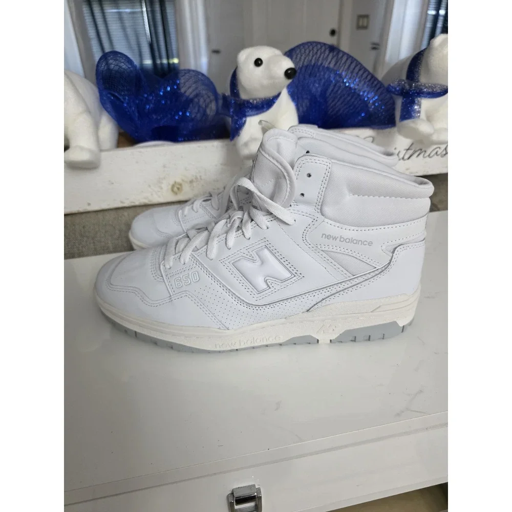 New Balance Mens 650 High Top Triple White Basketball CasualShoes BB650RWW 15M
